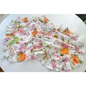 Vintage 70s decorative pillow covers set, pink orange floral pillowcases